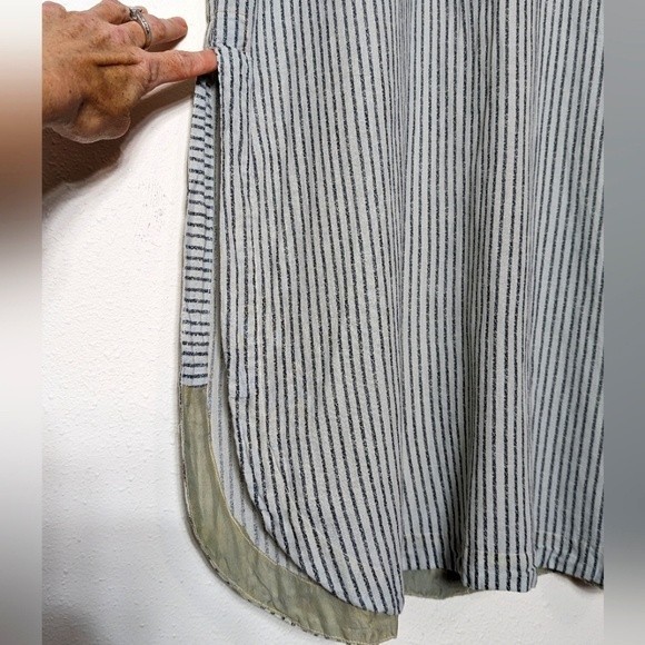 Johnny Was Hickory Stripe Oversize Cotton Tunic Embroidered Swim Cover - Picture 7 of 9